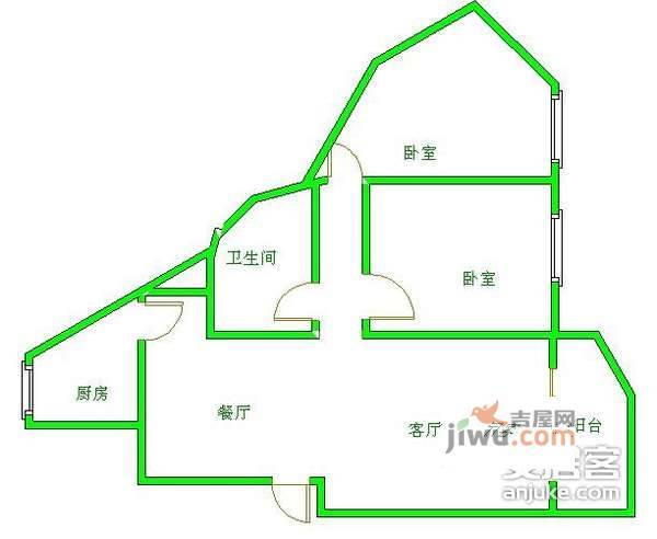 河滨怡苑2室2厅1卫108㎡户型图