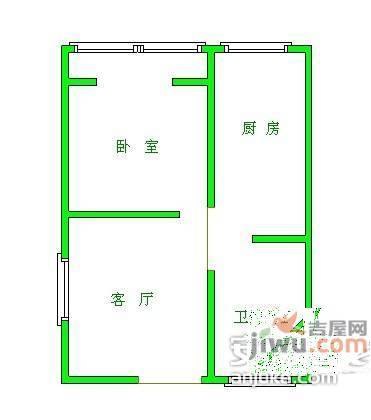 九里堤北路小区1室1厅1卫45㎡户型图