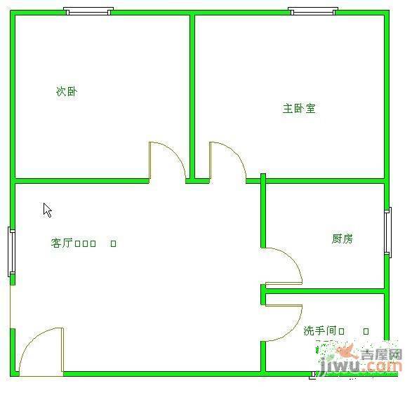 九里堤北路小区2室1厅1卫83㎡户型图