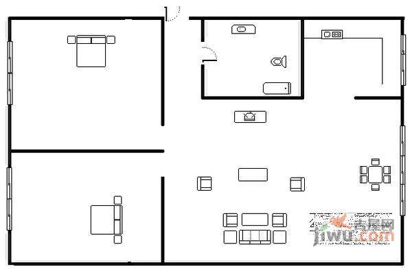 同善桥东路小区2室2厅1卫73㎡户型图