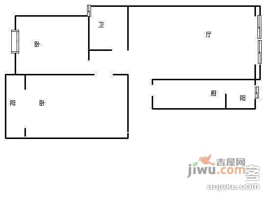 东方华美苑2室2厅1卫75㎡户型图