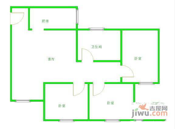 三槐树路小区3室1厅1卫89㎡户型图