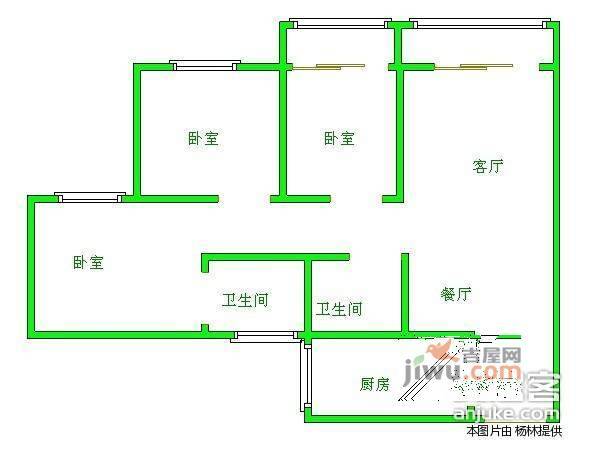 雅丽园3室2厅2卫122㎡户型图