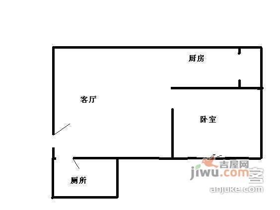 内化成小区1室1厅1卫33㎡户型图