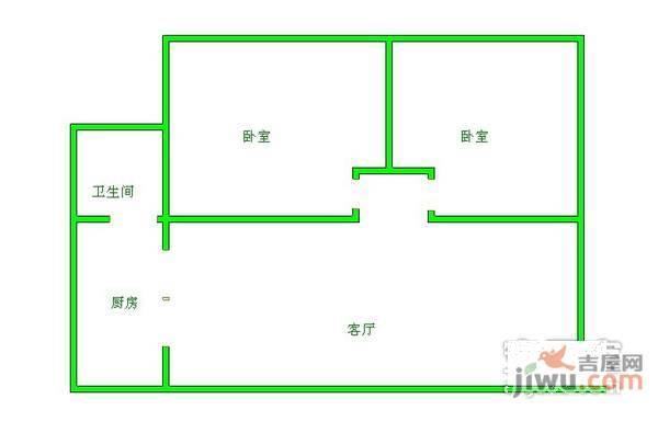 内化成小区2室1厅1卫45㎡户型图