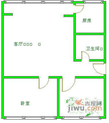 晓初公寓2室1厅1卫111㎡户型图