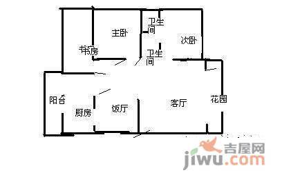 水木华夏3室2厅1卫110㎡户型图