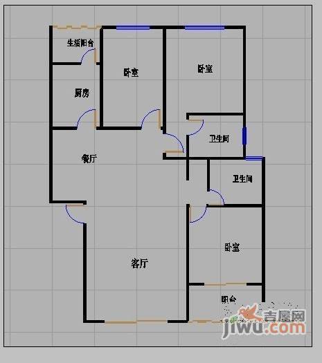 水木华夏3室2厅2卫138㎡户型图