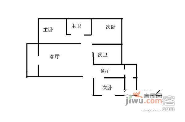 第V大道3室2厅2卫106㎡户型图