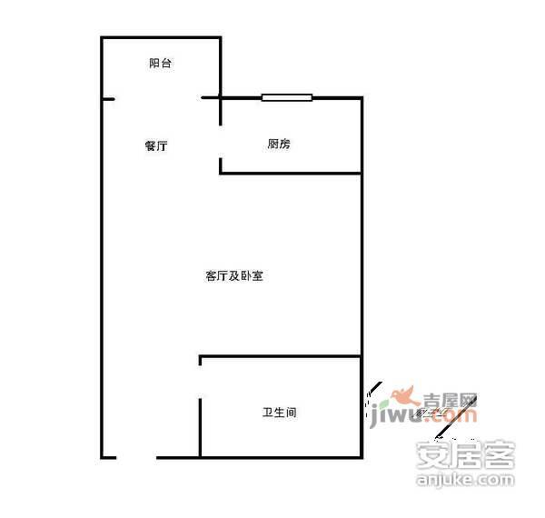 金色校园广场1室1厅1卫户型图