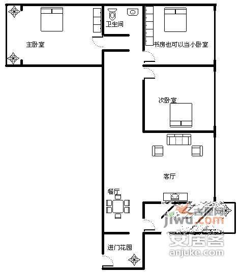 西城星座3室2厅2卫123㎡户型图