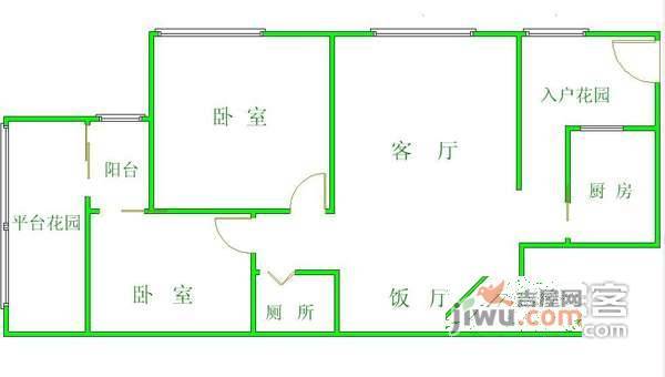 西城星座2室2厅1卫87㎡户型图