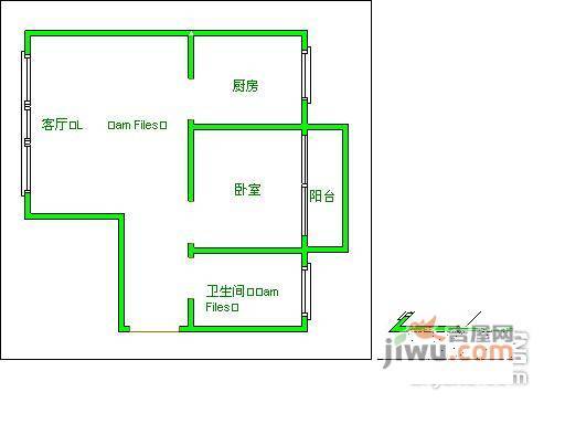 大观苑一期1室1厅1卫44㎡户型图