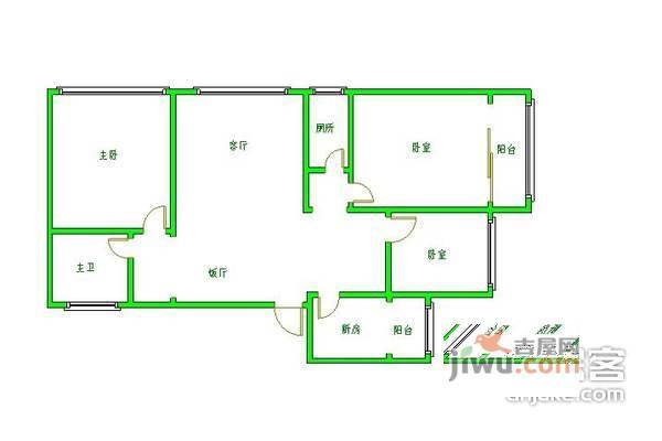 王府锦苑3室2厅2卫113㎡户型图