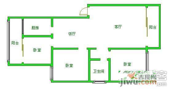 王府锦苑3室2厅1卫106㎡户型图