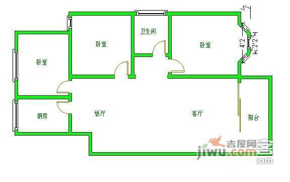 王府锦苑3室2厅2卫113㎡户型图