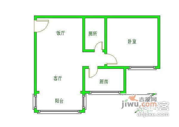 王府锦苑1室1厅1卫户型图