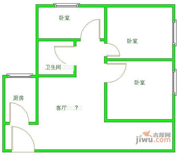 江东民居二区2室2厅1卫73㎡户型图