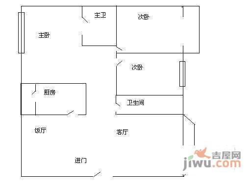 丽景欣城3室2厅2卫134㎡户型图