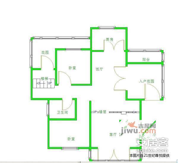 合景格林春天3室2厅2卫121㎡户型图