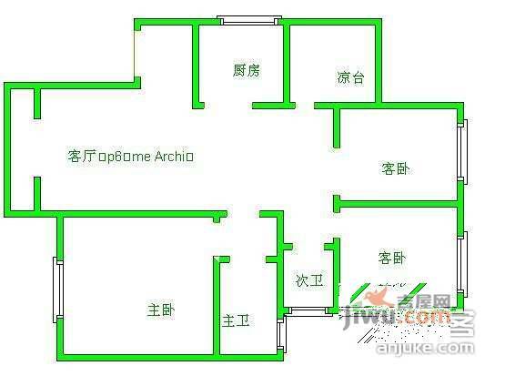 长冶南阳锦城锦绣阁3室2厅2卫94㎡户型图