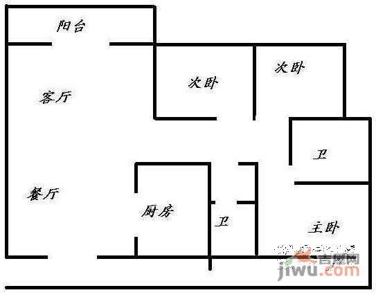 长冶南阳锦城锦绣阁2室2厅1卫95㎡户型图