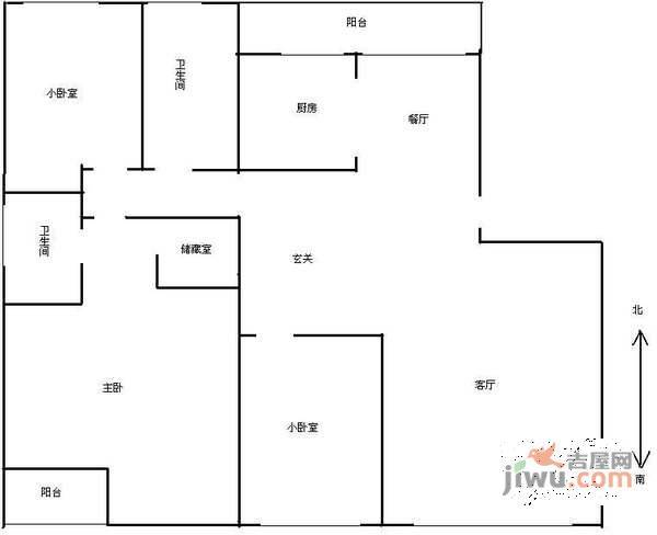 顺风苑3室2厅2卫127㎡户型图