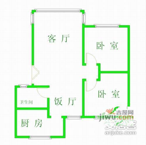 黄忠社区2室2厅1卫78㎡户型图