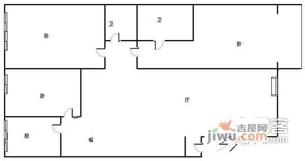 人和佳苑3室2厅2卫120㎡户型图