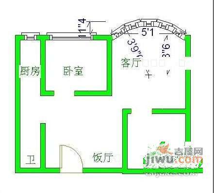 太阳门公寓2室2厅1卫68㎡户型图