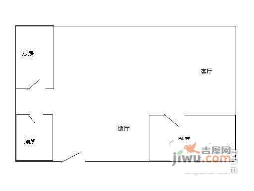 太阳门公寓1室2厅1卫66㎡户型图