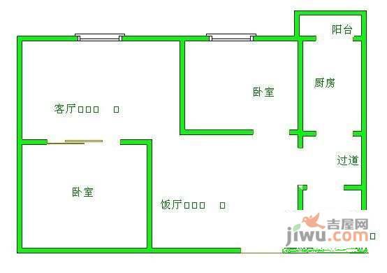 太阳门公寓2室1厅1卫71㎡户型图