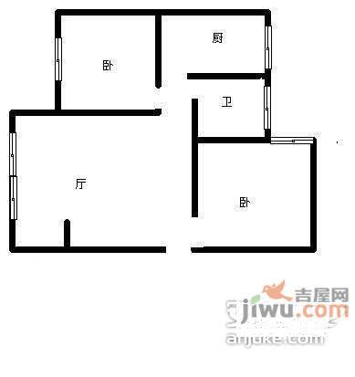 文化路小区2室1厅1卫69㎡户型图