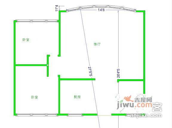 蜀汉路小区1室1厅1卫168㎡户型图