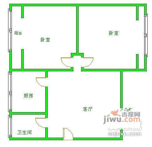 蜀汉路小区2室1厅1卫69㎡户型图