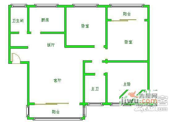 月都家园3室2厅2卫129㎡户型图