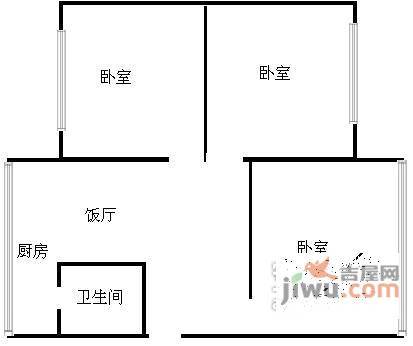 青羊西路小区3室1厅1卫户型图