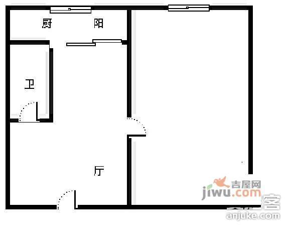 青羊西路小区1室1厅1卫41㎡户型图