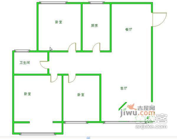 交桂二巷小区3室2厅1卫98㎡户型图