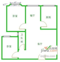 华尔道2室1厅1卫75㎡户型图