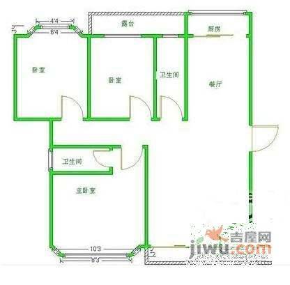 金房馨苑3室2厅2卫131㎡户型图