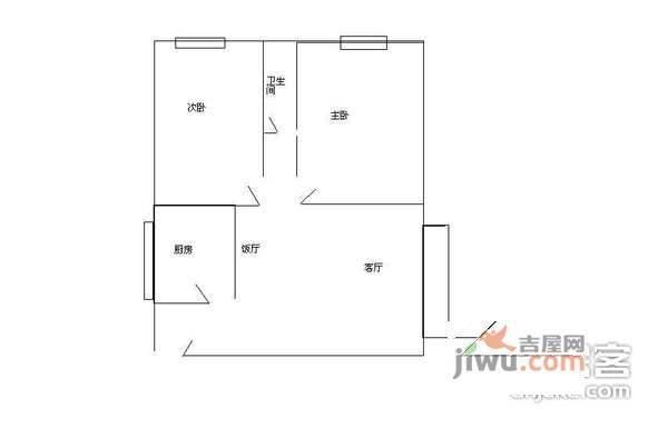 静水香榭2室2厅1卫90㎡户型图