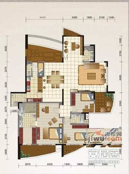 鹭岛国际水晶公寓4室3厅3卫274㎡户型图