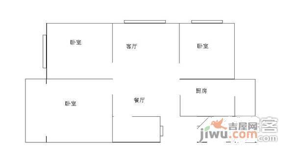 石人西路小区3室1厅1卫103㎡户型图