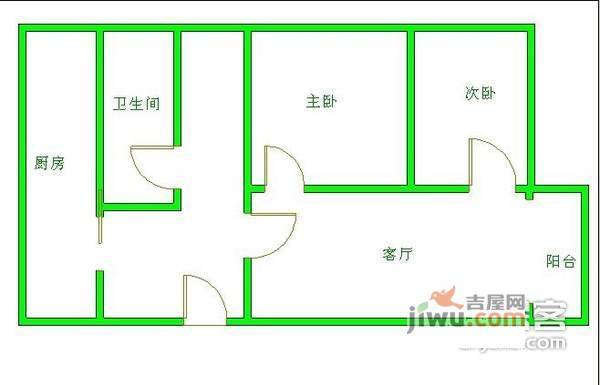 吉苑小区2室2厅1卫77㎡户型图