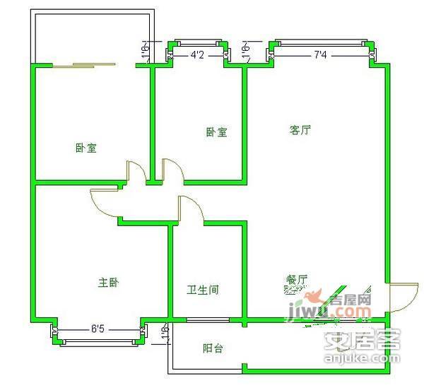 育苗佳苑3室2厅1卫91㎡户型图