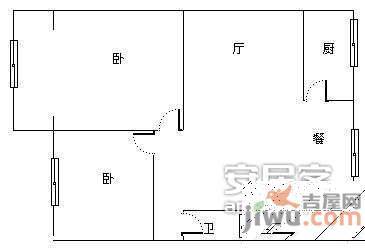 平福路小区2室2厅1卫96㎡户型图