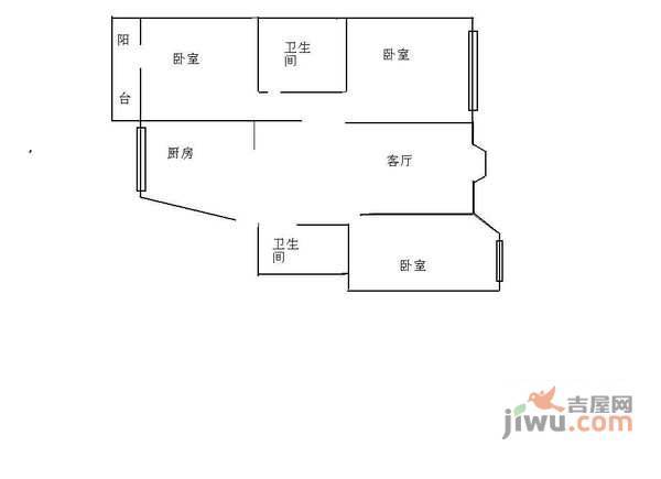 鱼凫花园3室2厅2卫130㎡户型图