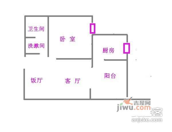 瑞升明院1室1厅1卫58㎡户型图