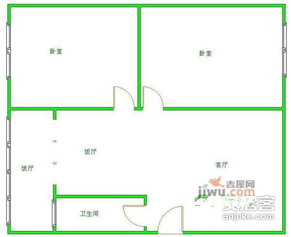 营康路小区2室1厅1卫83㎡户型图